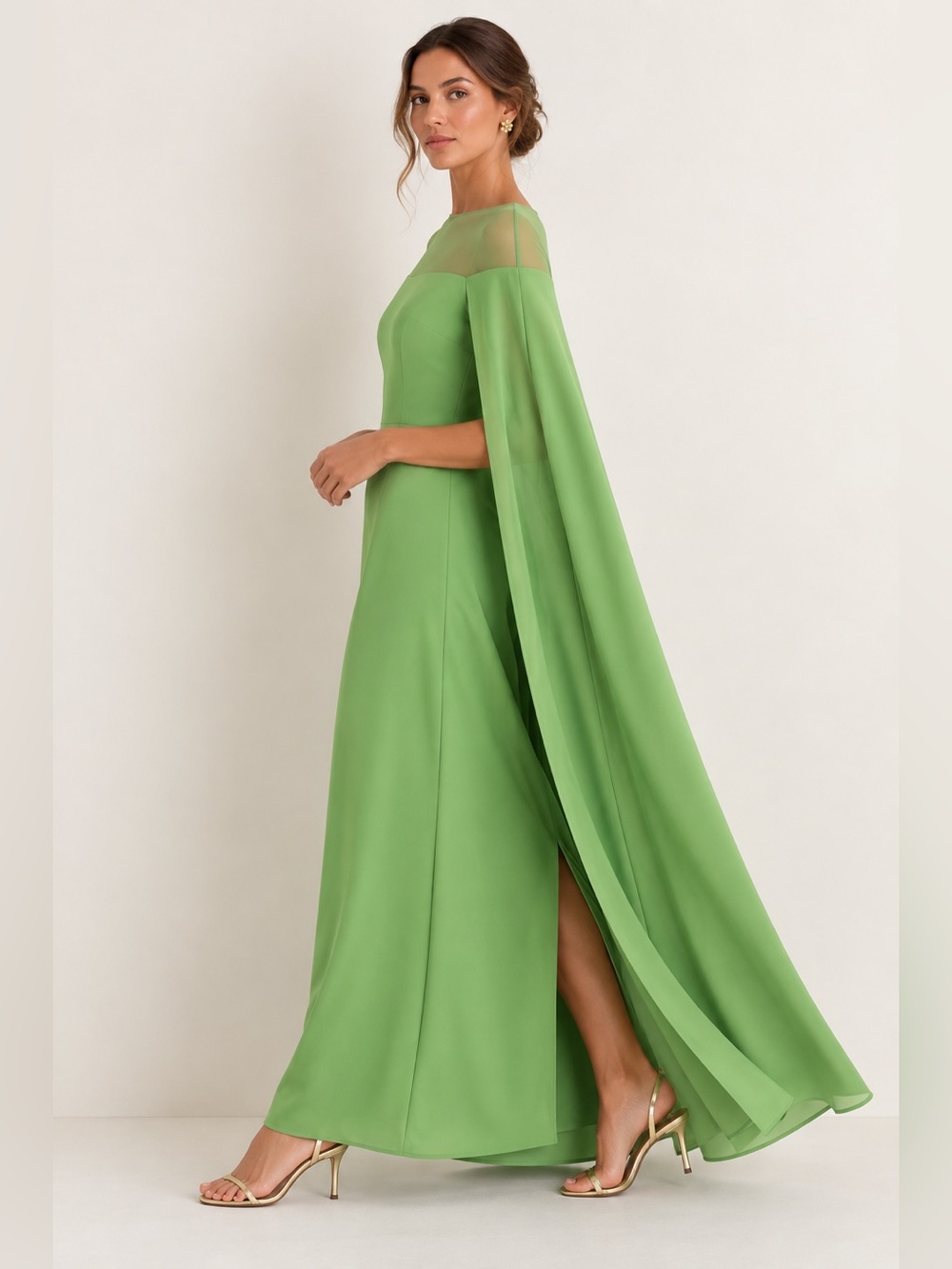 Tuckernuck Estelle Cape Maxi Dress in Green Tea